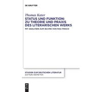 Thomas Kater Status Und Funktion: Zu Theorie Und PRAXIS Des L (Copertina rigida)