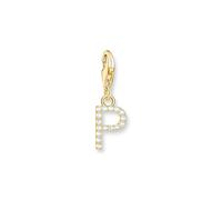 THOMAS SABO 2 ciondoli a forma di lettera P con pietre bianche, placcato oro giallo 750, argento sterling 925, 1979-414-14