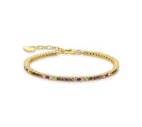 THOMAS SABO A2021-996-7-L19V - Bracciale da tennis da donna placcato oro giallo 750, con pietre colorate, lunghezza: 16-19 cm, 16-19 cm, Argento sterling Gemma Oro giallo, Zirconia cubica