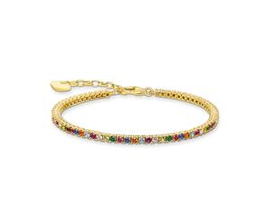 THOMAS SABO A2021-996-7-L19V - Bracciale da tennis da donna placcato oro giallo 750, con pietre colorate, lunghezza: 16-19 cm, 16-19 cm, Argento sterling Gemma Oro giallo, Zirconia cubica
