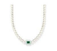 THOMAS SABO, ,Accessories ,Donna ,Bianco ,ONE SIZE Collana con perle bianche e pietra verde Ke2183-082-6-L42V