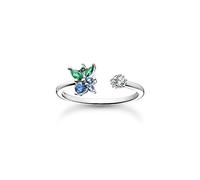Thomas Sabo Anello aperto da donna a forma di mirtillo, argento sterling 925 con zirconi blu e verdi, misura: 52, TR2351-166-7-52
