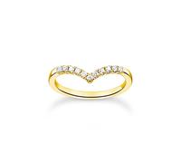 THOMAS SABO Anello da donna a forma di V con pietre bianche, 58, Argento sterling, Zirconia cubica
