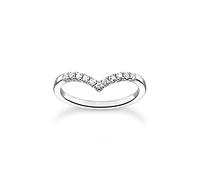 THOMAS SABO Anello da donna a forma di V con pietre bianche, argento Sterling 925, TR2394-051-14, 50 cm, Argento sterling, Zirconia cubica