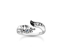 THOMAS SABO Anello da donna a forma di volpe con pietre bianche, argento sterling 925, annerito, smalto freddo TR2417-691-7, 58, Argento sterling, Zirconia cubica