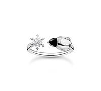 THOMAS SABO Anello da donna con fiocco di neve e pinguino, in argento Sterling 925, con smalto freddo TR2416-041-7, 48, Argento sterling, Zirconia cubica