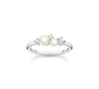 THOMAS SABO Anello da donna con perle bianche in argento Sterling 925 TR2368-167-14, 52, Argento sterling, Zirconia cubica