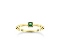 THOMAS SABO Anello da donna con pietra verde, in argento sterling 925, placcato oro giallo 750, TR2395-472-6, 54, Argento sterling, Pietra di vetro