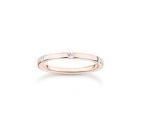THOMAS SABO Anello da donna con pietre bianche, in argento sterling 925, placcato oro rosa 750, TR2396-416-14, 48, Argento sterling, Zirconia cubica