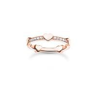 THOMAS SABO Anello da donna Pavé con cuori, in argento sterling 925, placcato oro rosa, 750, TR2391-416-14, 56, Argento sterling, Zirconia cubica