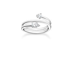 Thomas Sabo Anello in argento, a forma di spirale con zirconi nell'artiglio e incastonatura francese alle estremità, argento sterling 925, misura dell'anello 54, TR2357-051-14-54