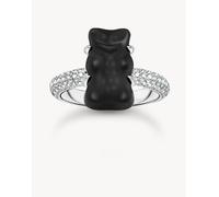 Thomas Sabo - Anello tonalità argento con orsetto nero e zirconia cubica bianca 54