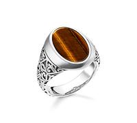 Thomas Sabo Anello unisex occhio di tigre in argento Sterling 925, annerito TR2242-826-2