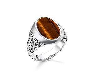 Thomas Sabo Anello unisex occhio di tigre in argento Sterling 925, annerito TR2242-826-2