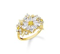 THOMAS SABO Bellissimo anello da cocktail con margherite color oro, misura 54