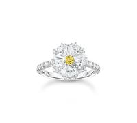 THOMAS SABO Bellissimo anello da cocktail con margherite in argento, misura 56