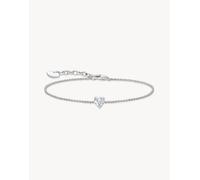 Thomas Sabo - Bracciale argentato con ciondolo a forma di cuore argentato e bianco-Argento 19 cm
