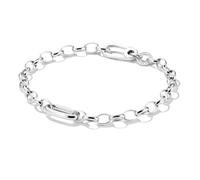 THOMAS SABO Bracciale con Connect Link, argento riciclato 925, combinabile individualmente con charm, con chiusura a moschettone e logo Charm Club, 17 cm, Argento sterling, Nessuna pietra preziosa