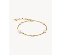 Thomas Sabo bracciale con perle e zirconi bianchi in oro giallo, bianco 19 cm