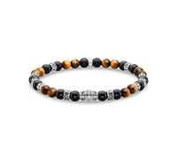THOMAS SABO Bracciale con perline di onice nero e occhio di tigre argento, lunghezza 15,5 cm, A2087-507-7-L15,5, Mittelgroße, Argento sterling, Nessuna pietra preziosa