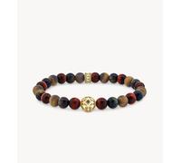 Thomas Sabo - Bracciale con perline placcate oro con occhio di tigre rosso e oro blu multicolore 16 cm