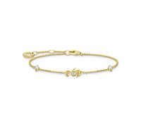 Thomas Sabo Bracciale da donna con cavalluccio marino, in argento sterling 925, placcato oro giallo 750, A2061-414-14, 19.00 cm, Argento sterling, Zirconia cubica