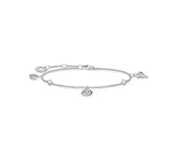 THOMAS SABO Bracciale da donna con ciondolo a conchiglia e zirconi, in argento sterling 925, lunghezza: 16-19 cm, A2060-051-14-L19V, 19 cm, Argento, Nessuna pietra preziosa