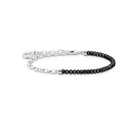 Thomas Sabo Bracciale da donna con perle nere in argento Sterling 925 A2100-130-11, Große, Argento sterling, Nessuna pietra preziosa