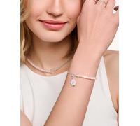 Thomas Sabo - Bracciale in argento sterling con perline, quarzo rosa e moneta charmista 15 cm