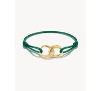 Thomas Sabo bracciale in tessuto con zirconi bianchi e verdi, dorato, bianco, verde-Oro 23CM