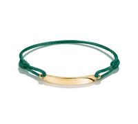 THOMAS SABO Bracciale in tessuto verde placcato oro 18 carati, 14-24 cm