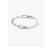 Thomas Sabo - Bracciale paperclip con perle per ciondoli argentato e bianco-Argento 17 cm