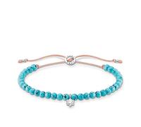 Thomas Sabo Bracciale perline turchesi con pietra bianca, argento sterling 925, lunghezza 13-20 cm