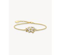 Thomas Sabo - Bracciale placcato oro dorato e bianco con dettaglio a forma di margherita con pietre 19 cm