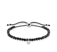 Thomas Sabo Braccialetto con Perle Nere e Pietra Bianca in Argento Sterling 925, Lunghezza 13 - 20 cm