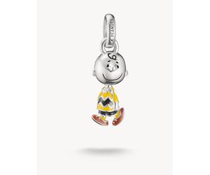 Thomas Sabo - Charm a forma di Charlie Brown con gancetto con scritta Peanuts tonalità argento, nero, giallo e marrone One Size