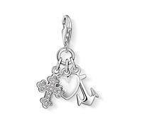 Thomas Sabo Charm Club 0409-051-14 Ciondolo da Donna, Argento 925 e Zirconia Cubica, Croce, Cuore e Ancora, Individual Cross, Heart, Anchor Charm Pendant