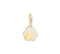 Thomas Sabo Charm Club - Ciondolo originale a forma di zampa di cane con smalto bianco freddo, in argento 925 riciclato, placcato oro 18 carati, smalto freddo 2014-427-39
