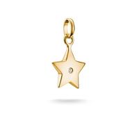 Thomas Sabo Charm Club Connect CC1238-414-14 - Ciondolo a forma di stella con pietra bianca, placcato oro 18 carati, in argento 925 riciclato