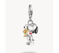 Thomas Sabo - Charm pendente a forma di Snoopy con Woodstock dei Peanuts tonalità argento, nero, rosso e dorato One Size