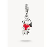 Thomas Sabo - Charm pendente a forma di Snoopy dei Peanuts con cuore tonalità argento, nero e rosso One Size