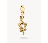 Thomas Sabo charm pendente serpente con pietra, connettore placcato oro in oro, nero, bianco One Size