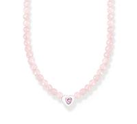 THOMAS SABO Choker KE2181-035-9-L42V - Cuore con perline al quarzo rosa, 34,00-42,00 cm, in argento 925 riciclato