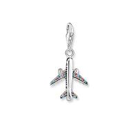 THOMAS SABO Ciondolo a forma di aereo in argento sterling 925 leggermente annerito a forma di aereo decorato con zirconi, dimensioni: 31 x 16 mm, 1914-342-7, misura unica, Argento sterling, Zirconia