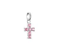 THOMAS SABO Ciondolo a forma di croce con zirconi rosa - argento 925 riciclato - ciondolo a croce scintillante per bracciale e collana - Connect Charm
