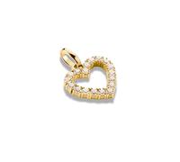 THOMAS SABO Ciondolo a forma di cuore con pietre bianche - Connect Charm in argento riciclato 925, placcato oro 18 carati