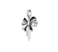 THOMAS SABO Ciondolo a forma di fiocco nero con zirconi - argento 925 riciclato - Gioielli da donna per bracciale e catena - Connect Charm con smalto e pietre