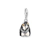 THOMAS SABO Ciondolo a forma di pinguino in argento sterling 925 leggermente annerito a forma di coppia di pinguini imperatori, dimensioni: 18 x 10 mm, 1909-691-7, misura unica, Argento sterling,