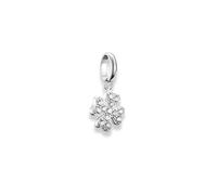 THOMAS SABO Ciondolo a forma di trifoglio portafortuna con zirconi - argento 925 riciclato - quattro foglie con pietre bianche - Gioielli da donna per bracciale & catena - Connect Charm