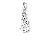 Thomas Sabo Ciondolo Charm da Donna con Cuore in Argento Sterling 925 0773-001-12, Silver Linked Double Hearts